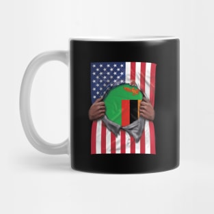 Zambia Flag American Flag Ripped - Gift for Zambian From Zambia Mug